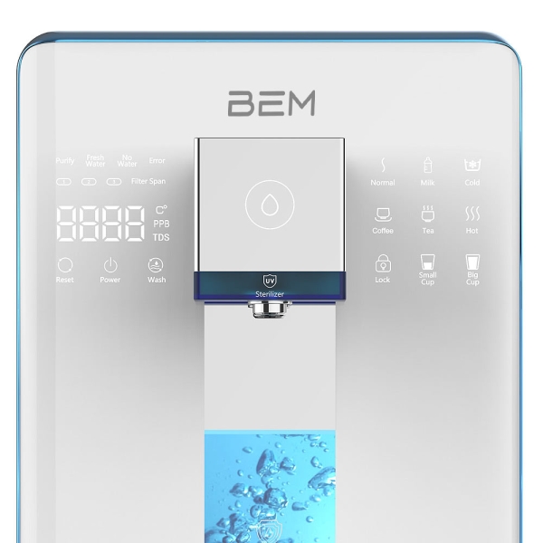 BEM Lina freistehende Umkehrosmose-Wasserstoffwasseranlage mit Heiß- und Kaltwasserfunktion